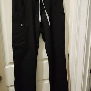 Figs Black Joggers with White Drawstring